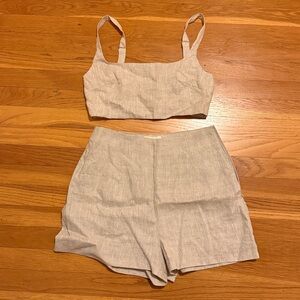 DISSH Beige Two-Piece Crop Top and Shorts Set